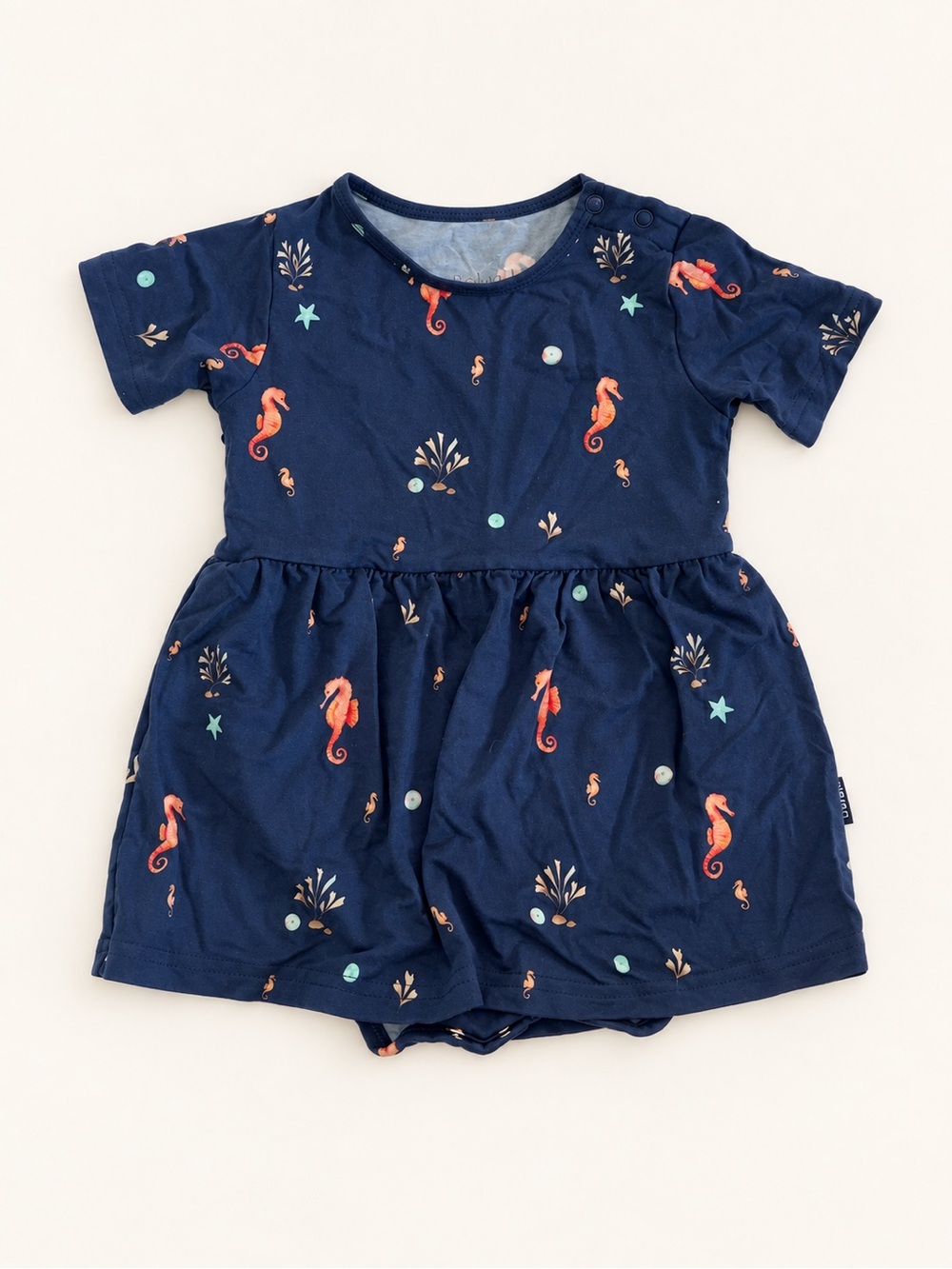 Belan J Navy Seahorse Print Toddler Dress